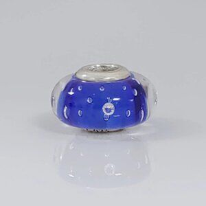 Pandora Glacial Beauty Dark Blue Effervescence Murano Glass Bead Charm with box